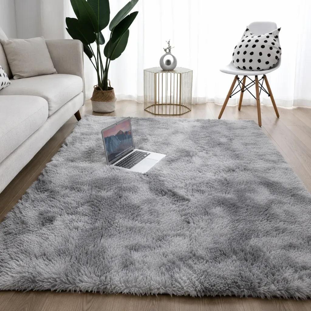 Soft Fluffy Grey Shaggy Area Rug